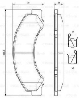 Колодки гальмівні дискові (комплект 4 шт) BOSCH 0 986 494 677