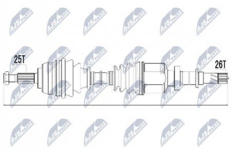 Привод правый Megane2/Scenic2 K9K 911mm (26z внутр. x25) NTY NPWRE032