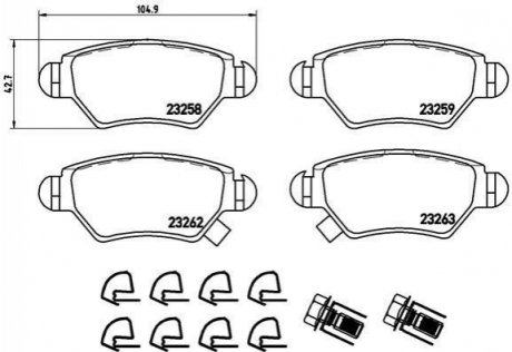 Тормозные колодки дисковые, к-кт. BREMBO P 59 031 (фото 1)