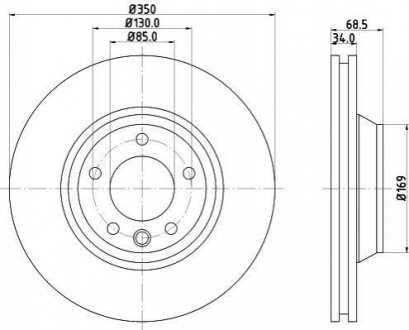 Диск гальмівний PRO High Carbon перед. лівий Audi Q7/VW Touareg/Porsce Cayenne 3.0TDI-6.0TDI 09.02- HELLA 8DD355128061