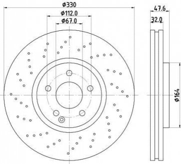 Диск гальмівний (High Carbon) передній W220 4-matic HELLA 8DD355128151