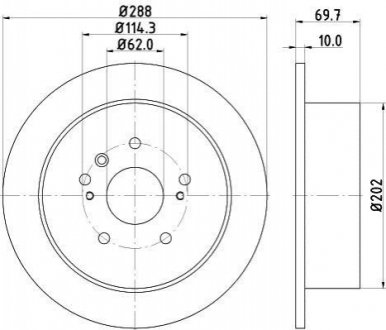 Диск гальмівний зад. Lexus RX 03-/Toyota Harrier 2.4 97- HELLA 8DD 355 114-991