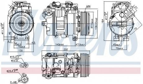 Компресор BMW 1 E81-E82-E87-E88 (04-) 118 d NISSENS 890628 (фото 1)