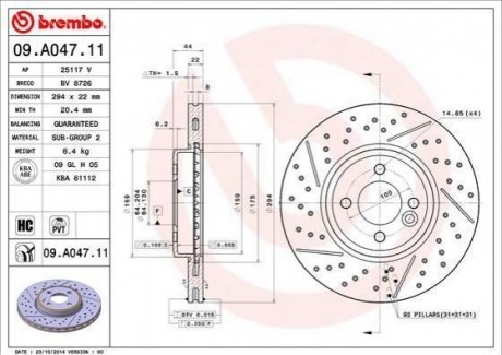 Тормозной диск BREMBO 09.A047.11