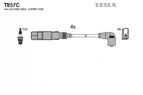 Провода зажигания, комплект TESLA T857C (фото 1)
