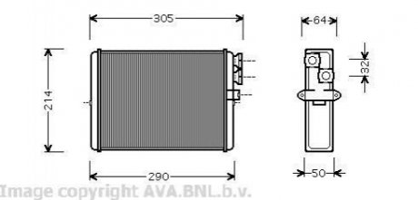Радиатор отопителя | S60 / XC70 * 07/98- AVA COOLING Voa6110 (фото 1)