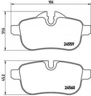 Тормозные колодки дисковые, к-кт. BREMBO P 06 062