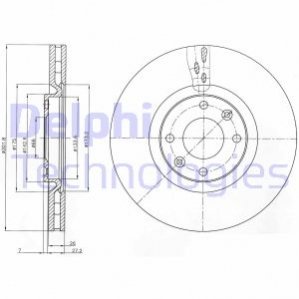 Диск тормозной peugeot 30830085008 07- передний вент.d=302мм. Delphi BG4166