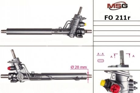 Рулевая рейка с ГУР восстановленная VW Sharan 2000-,SEAT Alhambra 2002-,FORD Galaxy 2000-2006 MSG FO 211R