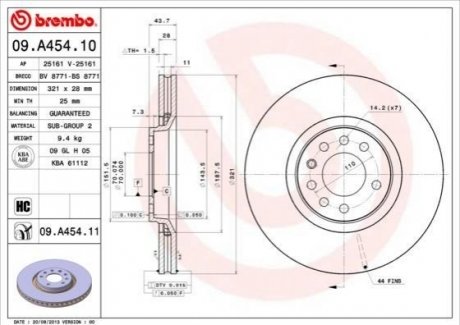 Гальмівний диск BREMBO 09.A454.11