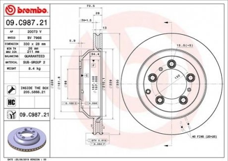 Тормозной диск BREMBO 09C98721