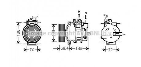 Компрессор кондиционера AUDI A4/A6 2.0T-3.0T/2.0TD-3.0TD 04- AVA COOLING AIAK262