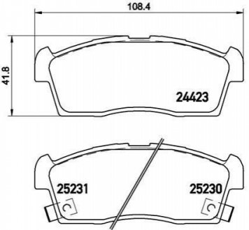 Комплект тормозных колодок дисковый тормоз BREMBO P61108 (фото 1)