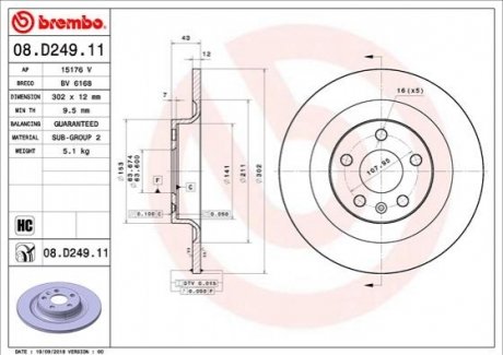 Гальмвний диск BREMBO 08D24911