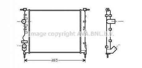 РАДИАТОР СИСТЕМЫ ОХЛАЖДЕНИЯ RENAULT CLIO II CB012) 1.2 (BCB0F, BCB0A, BCB10, BCB1K, BCB2D, BCB2H)1.4 AVA COOLING Rta2218 (фото 1)