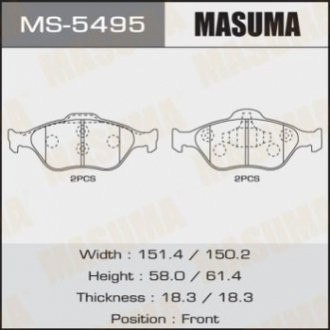 Колодки тормозные переднTOYOTA YARIS (10-16), MAZDA 2 (07-15), FORD FIESTA VI (09-14) MASUM MASUMA MS-5495