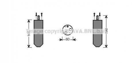 Осушувач кондиціонера Renault Duster 1,6i 10> AT, Logan 1,5d 1,6i 07> AVA COOLING RTD364 (фото 1)