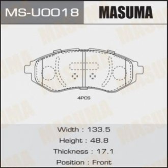 Колодки дисковые aveo, kalos, lova front (112) MASUMA MSU0018