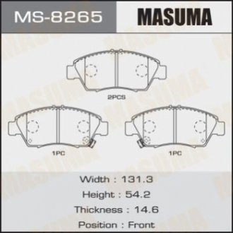 Колодки тормозные передн HONDA CIVIC IX (FB, FG) 1.8 (FB2) (12-17), HONDA CR-Z (MASUMA MS8265