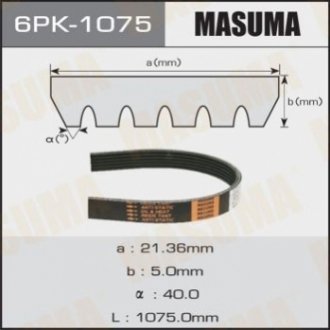 Ремень поликлиновой MASUMA 6PK-1075