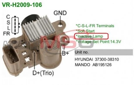 Регулятор напруги генератора MOBILETRON VRH2009106 (фото 1)