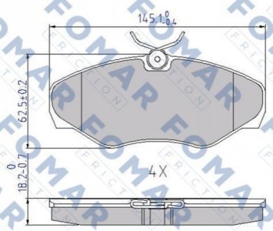 Гальмівні колодки, дискове гальмо (набір) FOMAR FO 692681