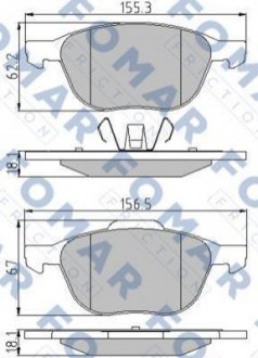 Гальмівні колодки, дискове гальмо (набір) FOMAR FO 914581