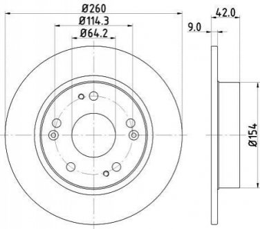 Диск тормозной HONDA CIVIC 06- задний D=260мм. HELLA 8DD355118991 (фото 1)