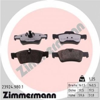 Комплект тормозных колодок дисковый тормоз ZIMMERMANN 239249801