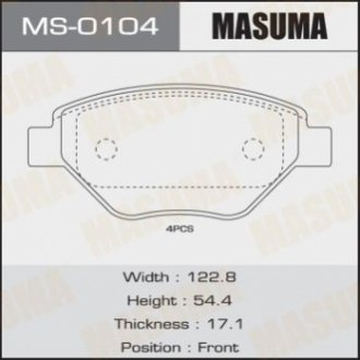 Колодки дисковые MASUMA MS-0104 (фото 1)