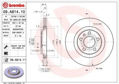 Тормозной диск BREMBO 09.A814.11