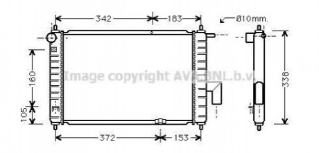 Радиатор охлаждения двигателя 460х295х17 DAEWOO Matiz 0.8L 98-02, 96322941 AVA COOLING Dwa2046 (фото 1)