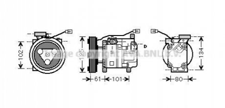 Компресор кондиціонера MAZDA 3 (2004-) (AVA) AVA COOLING MZAK207