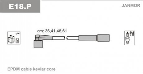 Провод зажигания ВАЗ дв.1,5. 1,6. 1,7 KALINA, NIVA (EPDM) Janmor E18(.P)