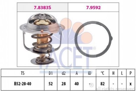 Термостат 82°С Mazda 626 GE 1.8, 2.0, 2.5 91- FACET 7.8383