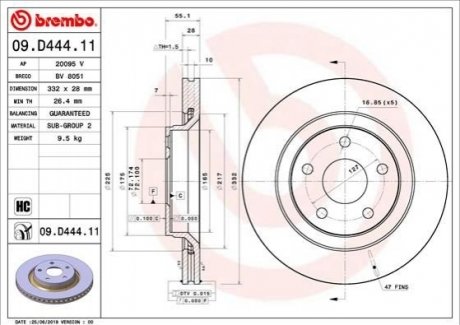 Диск гальмівний BREMBO 09.D444.11