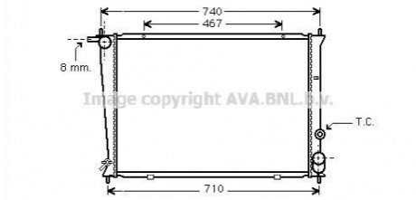 Радіатор охолодження двигуна Hyundai H100 H-1 2,5D 00>04, 04>07 MT AC+/- AVA AVA COOLING HYA 2049