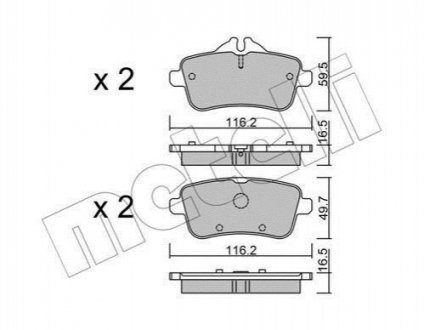 Комплект гальмівних колодок (дискових) Metelli 22-0968-3 (фото 1)