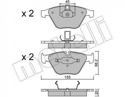 Комплект гальмівних колодок, дискове гальмо Metelli 22-0558-4