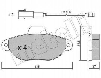 Комплект тормозных колодок, дисковый тормоз Metelli 22-0159-3