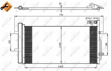 Конденсатор кондиціонера AUDI Q3 12- (вир-во) NRF 350029