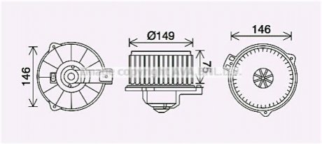 Вентилятор отопителя салона Toyota Corolla (00-) 1.3i 1.4i 1.6i 1.8i AV AVA COOLING TO8735