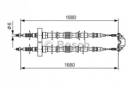 Трос ручного тормоза opel zafira 1680мм BOSCH 1 987 477 528