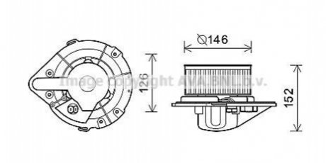 Вентилятор отопителя VW T4 Passat B3 B4, Golf II. Audi 80, 90, A4 AVA COOLING Ai8501