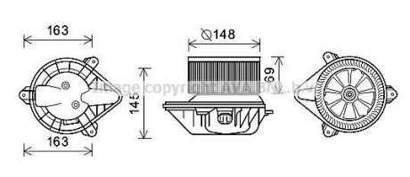 Вентилятор обігрівача салону Renault Megane (95-02) Scenic (95-02) AC+ AVA AVA COOLING RT8587 (фото 1)