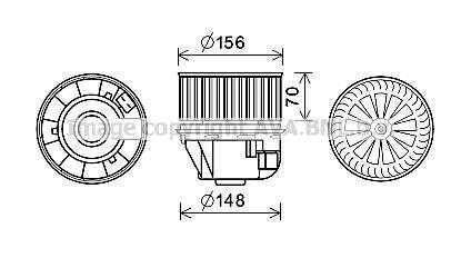 Вентилятор обігрівача салону Ford Focus (04-12), C-MAX (07-10) AVA AVA COOLING FD8612 (фото 1)